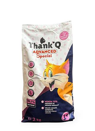 Сухой корм для взрослых кошек thankq plus pisici advanced special с рыбой 2 кг