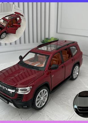 Детская машинка металлическая инерционная toyota land cruiser 1:24 звук свет красный