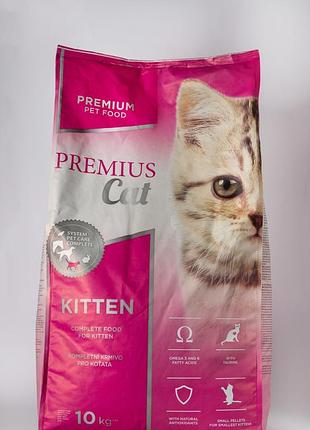 Сухой корм для котят, беременных и кормящих кошек premius cat kitten 10 кг