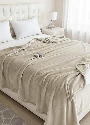 Покривало велюрове однотонне comfort (світло-бежеве) 200х150 см