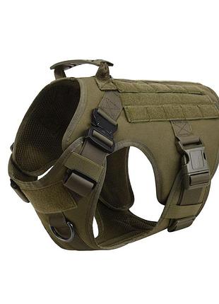 Тактическая шлейка с системой molle и ручкой для собак хаки m