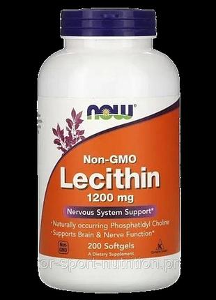 Лецитин now foods lecithin 1200 мг, 200 капсул