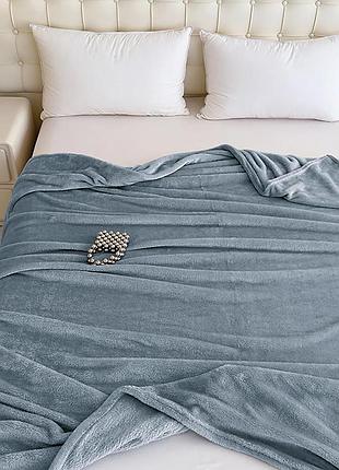 Покривало велюрове однотонне comfort (блакитне) 200х230 см