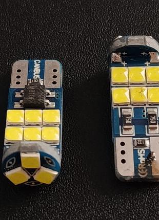 Две светодиодные лампы led t10 / w5w 194 168 15 smd 3030 canbus белый