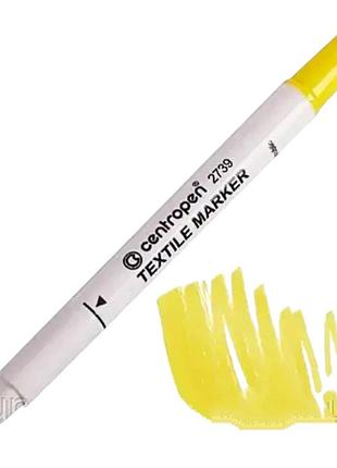 Маркер текстильный centropen textile 2739/05 желтый, толщина линии 1,8 мм (7179)