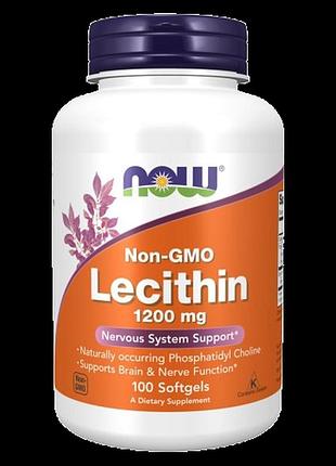 Лецитин now foods lecithin 1200 мг, 100 капсул