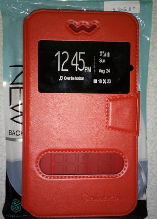 Чехол книжка nillkin с окном универсальный 5.3"- 5.6" красный