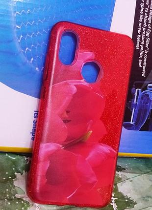 Чохол накладка glitter flowers квіти xiaomi mi 8 стильні блискітки