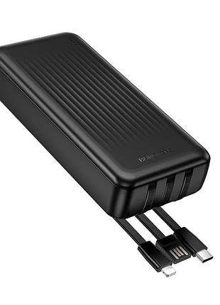 Power bank borofone bj79a 20000 mah со встроенными кабелями type-c/usb/lightning black