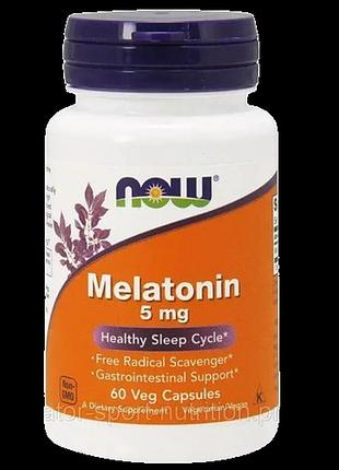 Аминокислота мелатонин now foods melatonin 5 мг, 60 веган капсул