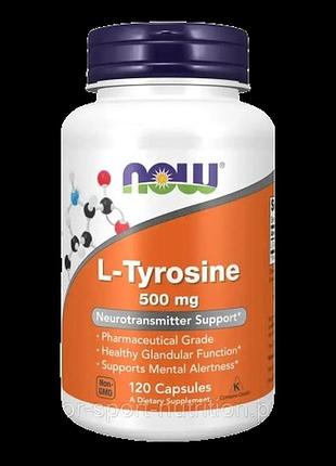 L-тирозин now foods l-tyrosine 500 мг, 120 капсул