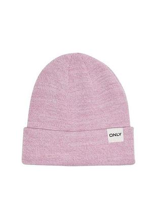Шапка onlspring life beanie cc 15196635-opera mauve-detail:canvas label only one size розовий 15196635-opera mauve-deta