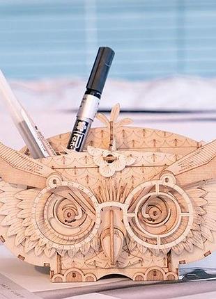 Дерев'яний 3d-пазл конструктор сова rolife owl storage box tg405 (61 деталь)