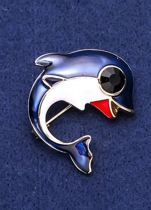 Брошка синя косатка 37х38мм