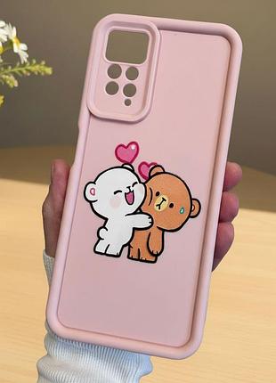 Чехол для xiaomi redmi note 12 pro 4g силиконовый с рисунком tpu pictures case розовый с мишками
