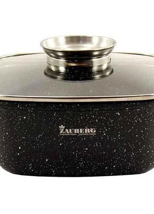 Кастрюля ал. квадратная 3,5л мармур индукц. 1222 bl тм zauberg