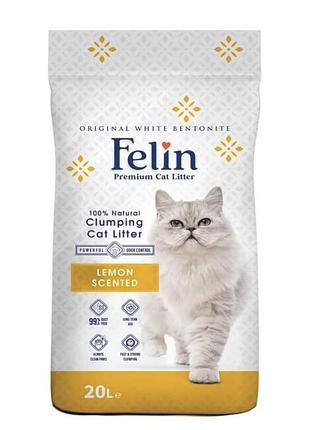Наполнитель бентонитовый felin, 20л (17,2кг) лимон