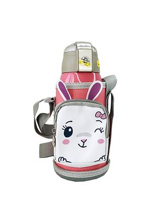 Дитячий термос-поїльник "зайчик" mgz-0324(pink) з індикатором температури 550 мл