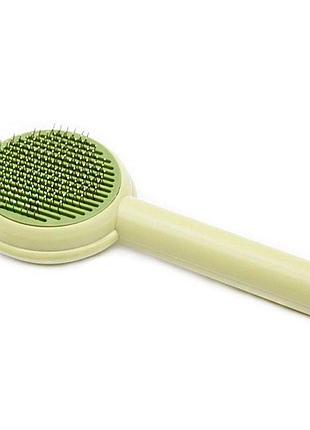 Пуходерка з кнопкою brush cleans wool кругла оливкова, 15 см
