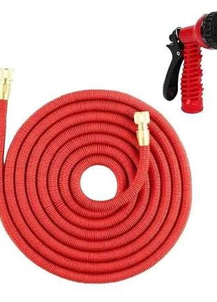 Шланг поливочный растяжной 12,5-37,5м красный (125ft) с пистолетом magic garden hose тм китай