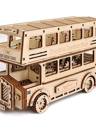 Дерев'яний 3d-пазл конструктор двоповерховий автобус lg818 (349 деталей)