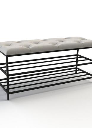 Банкетка для обуви женева-1 100см велюр светло-серый 6-0-9005