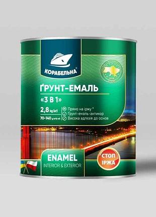 Грунт-емаль білий 0,9кг 3 в 1 тм корабельна