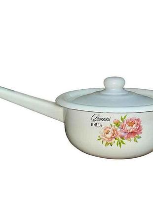 Ківш ем. 1,5л /2 з кришкою півонія (молочна) i2108/2 тм idilia