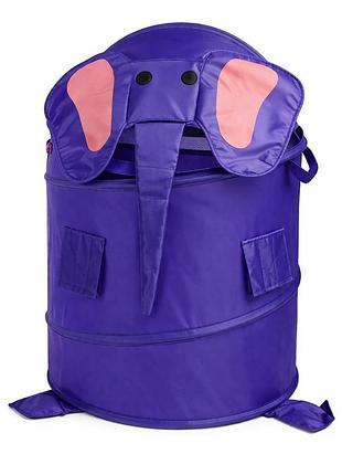 Кошик для іграшок "слоник" m 1039(violet) діаметр 37 см, висота 47/57 см, з кришкою