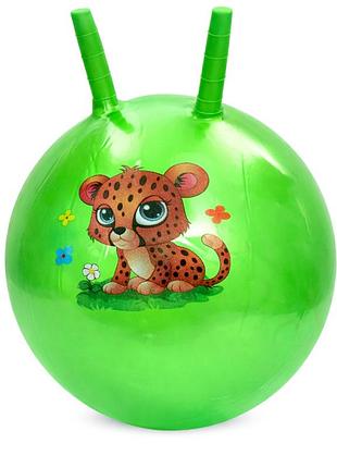 Детский мяч для фитнеса зверюшка ms 4284(green) с рожками, 45 см, 320 г
