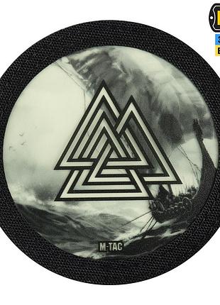 M-tac нашивка валькнут/драккар кругла (80 мм) black/gid