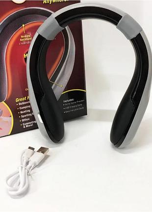 Портативный мини обогреватель для шеи handy heater на аккумуляторе, 4 режима нагрева серый