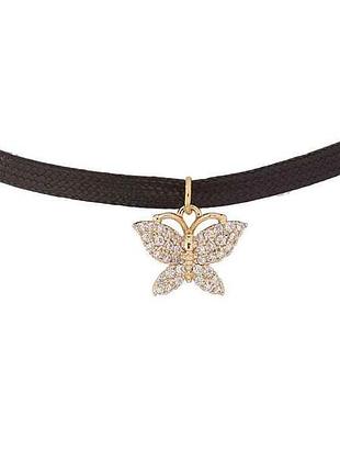Чокер позолота 14k метелик з кристалами 41-46см*4мм арт.311536 тм xuping