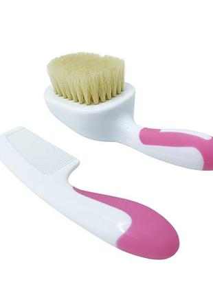 Набор расческа и щетка из натурального ворса mgz-0725(pink)