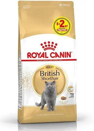 Акція royal canin british shorthair adult сухий корм для британських короткошерстих котів 8+2 кг