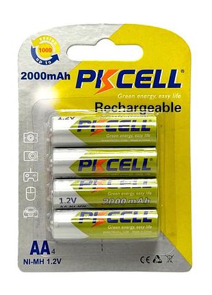 Аккумулятор pkcell aa 2000mah 1.2v ni-mh rechargeable battery 4шт
