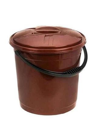 Відро пл. харчове 10л з кришкою коричневе тм r-plastic