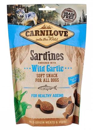 Лакомство carnilove dog soft snack для собак с сардиной и диким чесноком 200гр