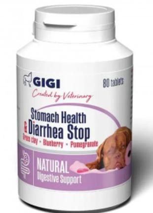 Таблетки gigi stomach health diarrhea stop 80 для собак для поддержки желудочно-кишечного тракта и при диарее, доза 1 таблетка
