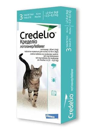 Credelio cat by elanco - протипаразитарні жувальні таблетки кределіо від бліх та кліщів для котів 2 - 8 кг