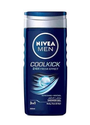 Гель для душу 250мл 3 in1 cool kick тм nivea