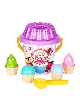 Детский набор "sweet muffin" технок 6382txk для игры с песком розовый
