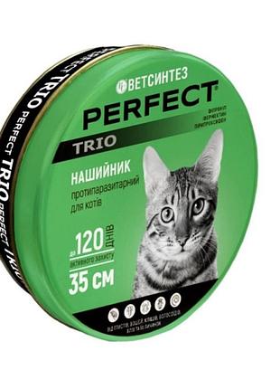 Нашийник ветсинтез perfect trio для котів з сердечком 35 см, помаранчевий