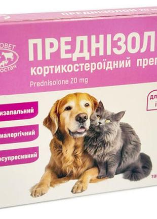 Таблетки преднізолон 0,5г 20 (укрзоовет) для собак і котів протизапальний, протиалергічний, протишоковий засіб.