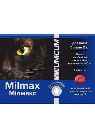 Unicum milmax таблетки антигельмінтні для котів від 2 кг (2 шт)
