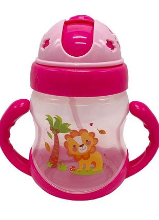 Бутылочка пластиковая с ручками mgz-0322(pink) 250 мл