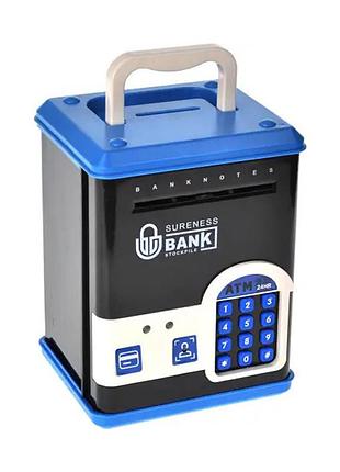 Детская копилка-сейф wf-3015h(blue) музыка, свет, пароль, имитация отпечатка