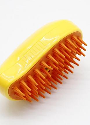 Pet spray massage brush парова щітка-масажер спрей 3в1 жовто-помаранчева