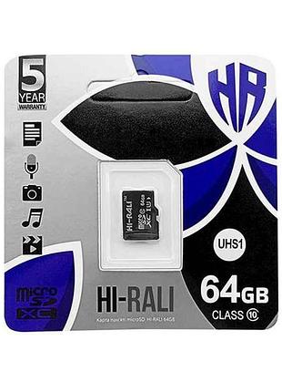 Карта памяті 64gb micro sd (10) (-adapter) uhs-i тм hi-rali