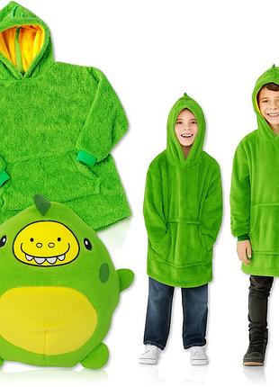 Детский плед-толстовка huggle hoodie «лесное приключение» (зелёный) — уютный плед-худи 3 в 1 для игр и отдыха